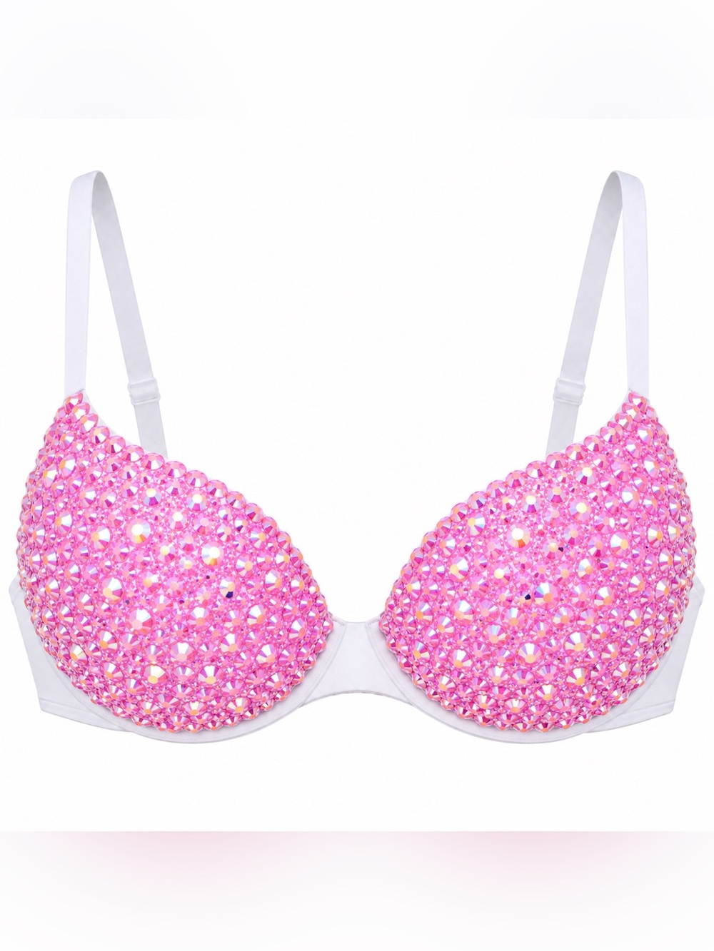 Baby Pink  AB Iridescent Jelly Rhinestone Sparkly Bra Limited Special